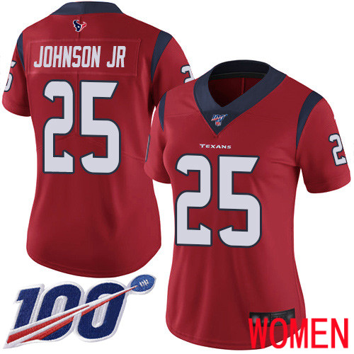 Houston Texans Limited Red Women Duke Johnson Jr Alternate Jersey NFL Football 25 100th Season Vapor Untouchable